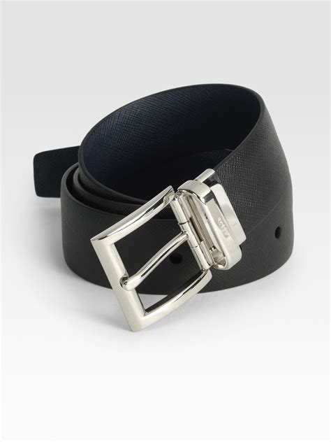 Black Saffiano leather belt 